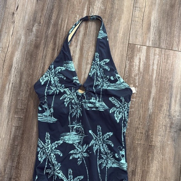 Disney store one piece blue Palm Print Swimsuit size 10 - Picture 2 of 8